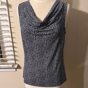 Michael Kors Chic Women's Sleeveless Top in Navy and White Size Medium